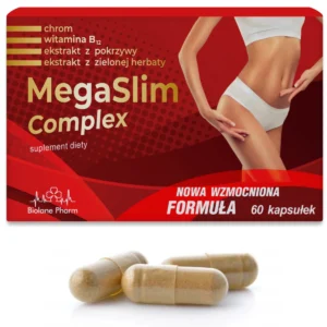 Suplement diety MegaSlim Complex Biolane Pharm 60 kapsułek z chromem, witaminą B12, ekstraktem z pokrzywy i zielonej herbaty, nowa wzmocniona formuła