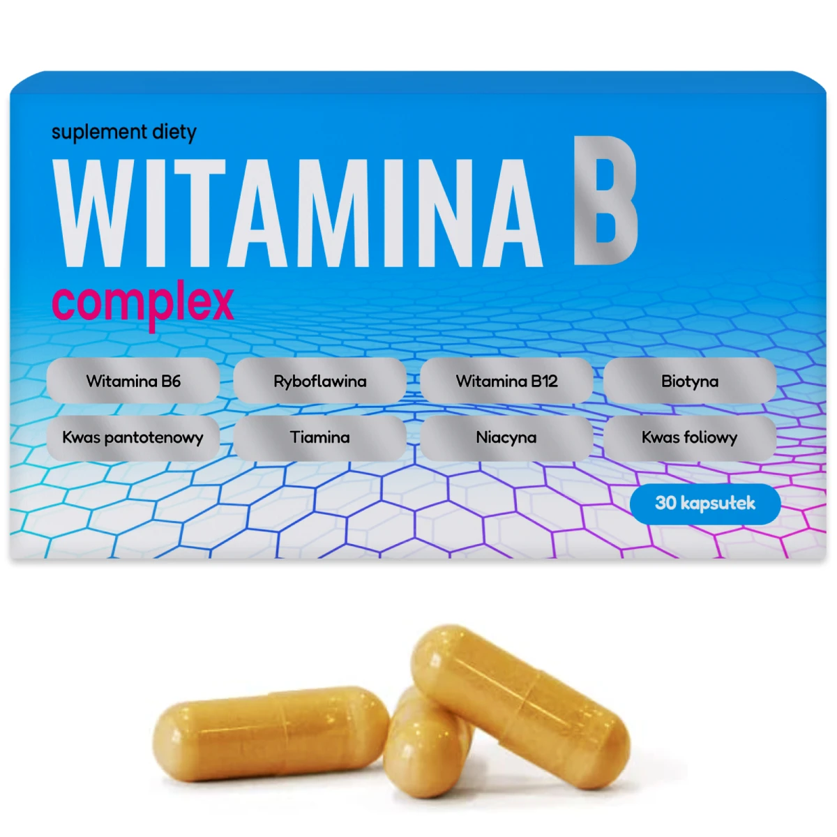Suplement-diety-Witamina-B-Complex-30-kapsulek-World-Pharm-Tiamina-Ryboflawina-Niacyna-Kwas-foliowy-B6-B12-Kwas-pantotenowy-Biotyna-wsparcie-ukladu-nerwowego